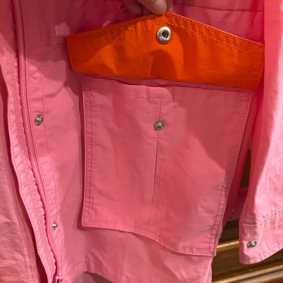 J. Crew Perfect Lightweight Rain Jacket Pink Orange Size Small - Picture 12 of 16